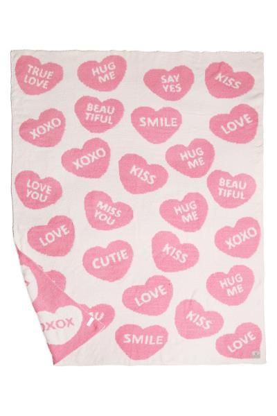 HEARTS LETTERS REVERSIBLE THROW BLANKET