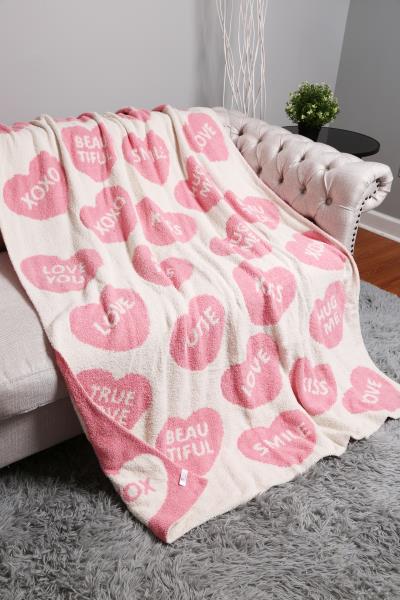 HEARTS LETTERS REVERSIBLE THROW BLANKET