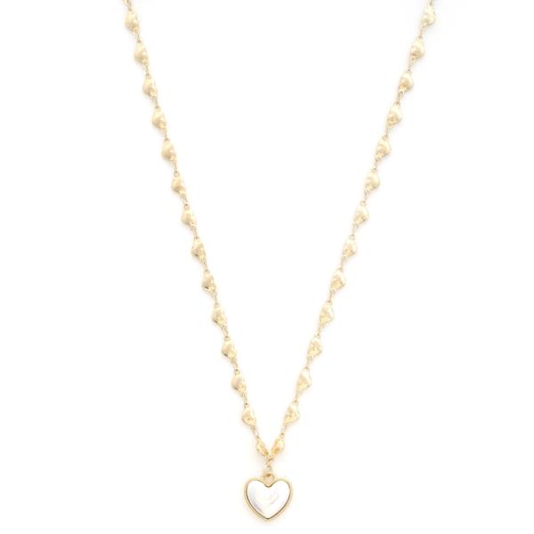 TWO TONE HEART CHARM NECKLACE