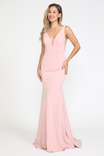 (6 PCS X $64.00) Gorgeous and elegant long dress with deep v-neckline and see through sides