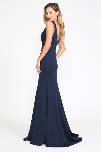 (6 PCS X $64.00)Elegant and pretty long Jersey gown with see through deep v-neck,
