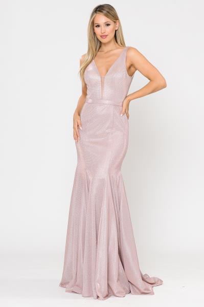 (6 PCS X $59.00) Confidence Unveiled: Glitter Knit Mermaid Dress with Sheer V-Neck and Open Back