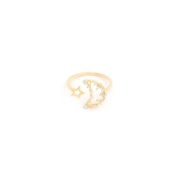 SODAJO MOON STAR ADJUSTABLE GOLD DIPPED RING