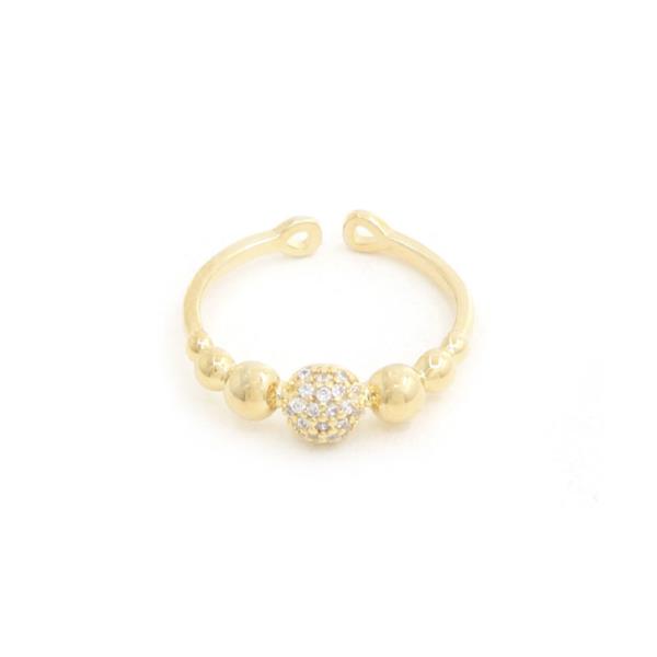 SODAJO CZ BALL GOLD DIPPED ADJUSTABLE GOLD DIPPED RING