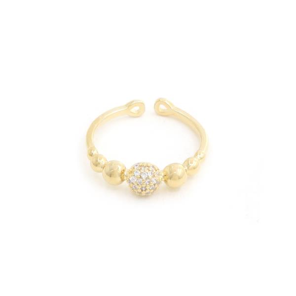 SODAJO CZ BALL GOLD DIPPED ADJUSTABLE GOLD DIPPED RING