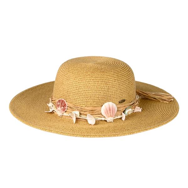 CC WIDE BRIM WITH SHELL TRIM BAND
