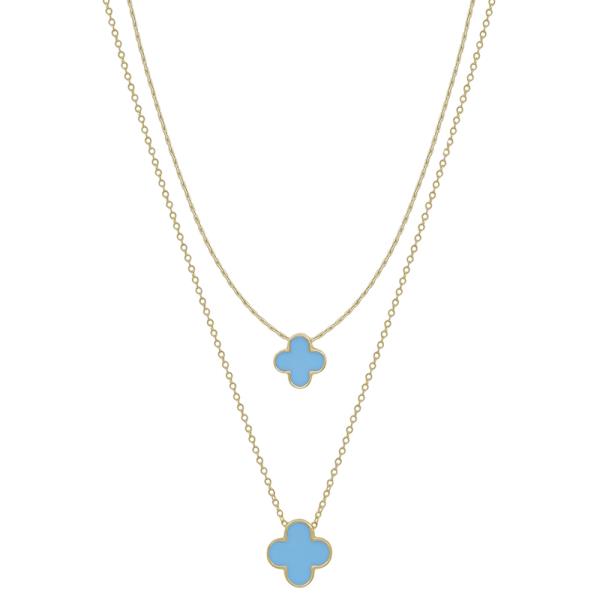 2 EPOXY CLOVER PENDANT CHAIN NECKLACE