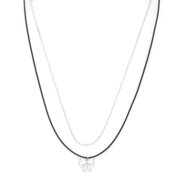 SODAJO DAINTY BOW CHARM LAYERED GOLD DIPPED NECKLACE