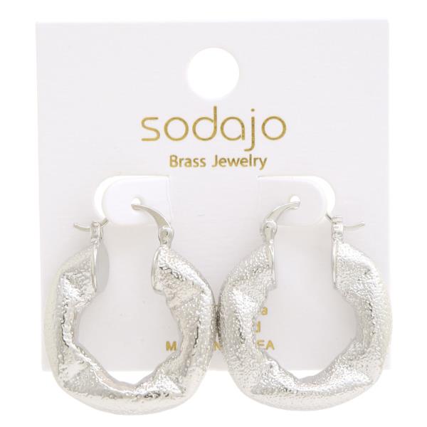 SODAJO WAVY TEXTURED GOLD DIPPED HOOP EARRING