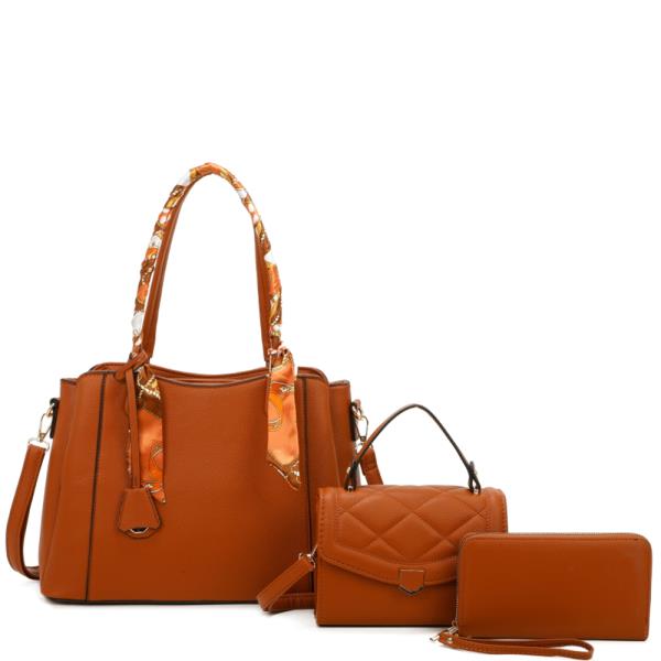 3IN1 CHIC SATCHEL W HANDLE BAG AND WALLET SET