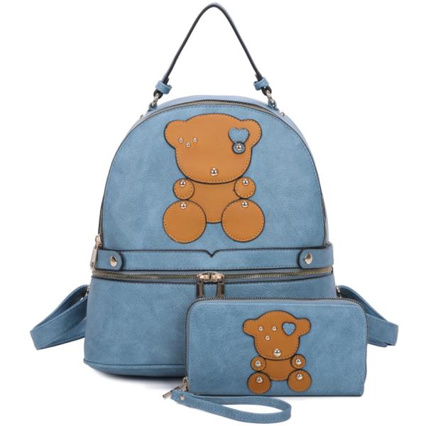 2IN1 BEAR BACKPACK W WALLET SET