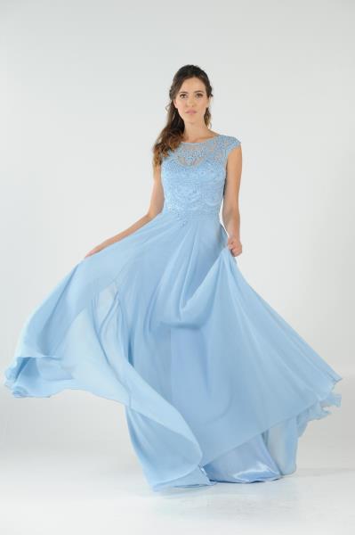 (6 PCS X $99.00) Chic Sophistication: Chiffon Lace A-line Dress with Rhinestones