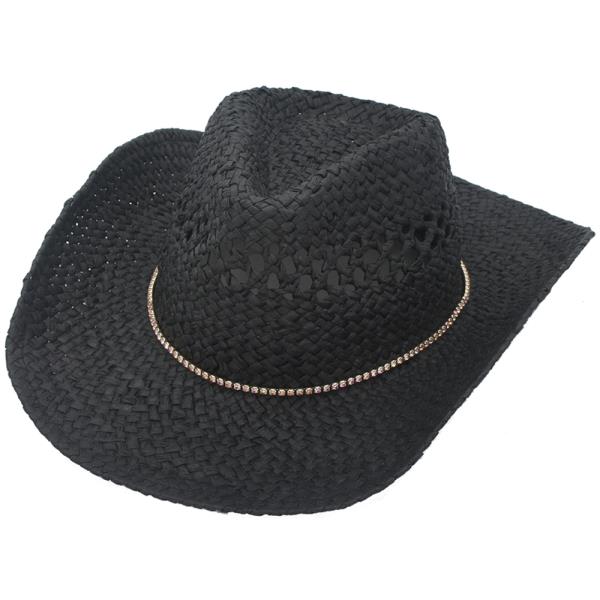 ($9.50 EACH X 3 PCS) COWBOY RHINESTONE ACCENT BAND TRIM STRAW SUN HAT