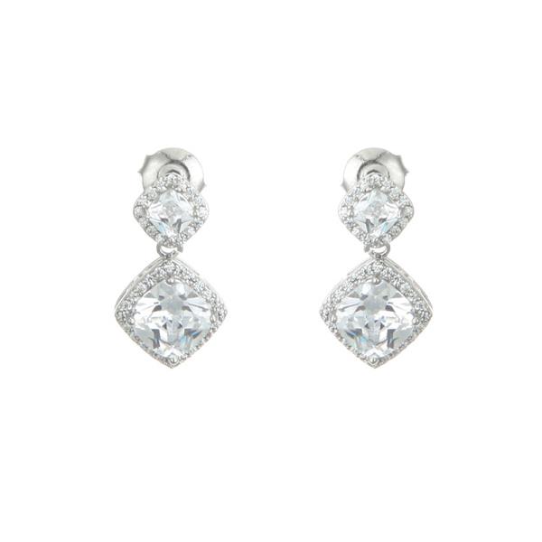CZ DOUBLE SQUARE POST EARRING