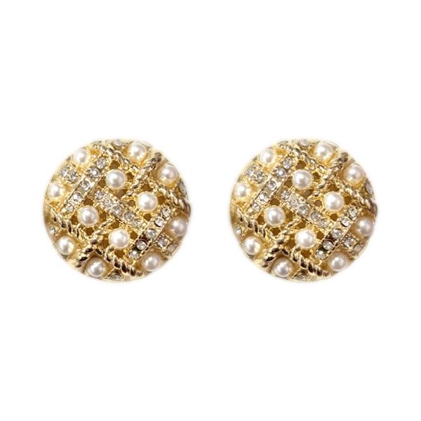 PEARL QUILT BUTTON EARRING