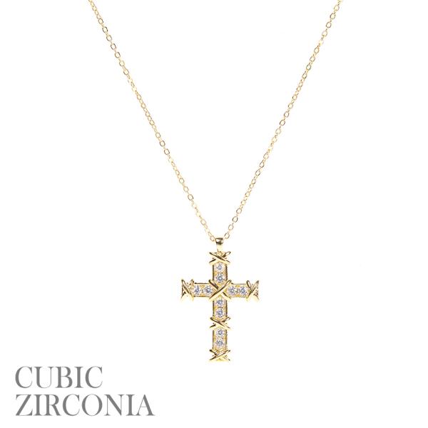 CZ KNOTTED CROSS NECKLACE
