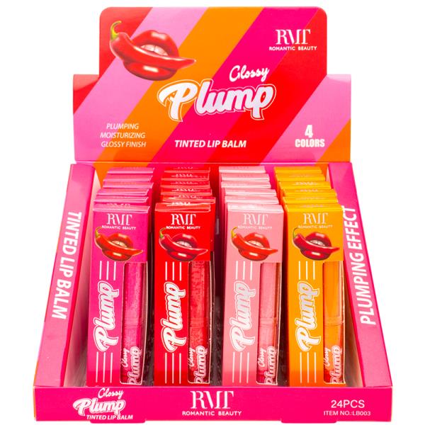GLOSSY PLUMP 4 COLORS TINTED BALM (24 UNITS)