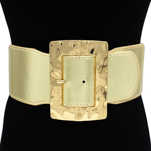 WIDE METAL RECTANGLE BUCKLE ELASTIC BELT