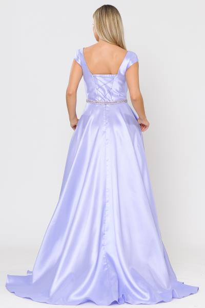 ($99.00 EA X 6 PCS) Regal Elegance: Mikado Fabric A-line Gown with Sweetheart Neckline, Corset Closure, and Rhinestone Belt
