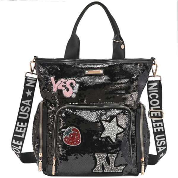 NICOLE LEE SEQUIN PATCH TOTE