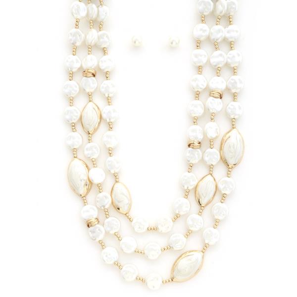 ROUND OVAL PEARL LAYERED NECKLACE