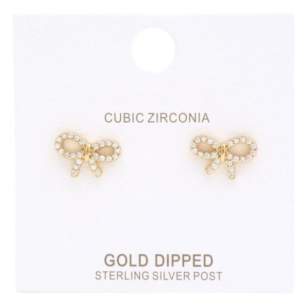DAINTY BOW CZ GOLD DIPPED EARRING