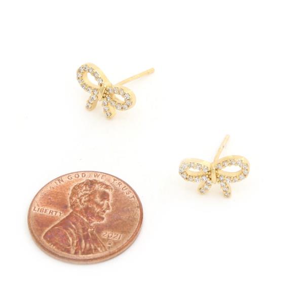 DAINTY BOW CZ GOLD DIPPED EARRING