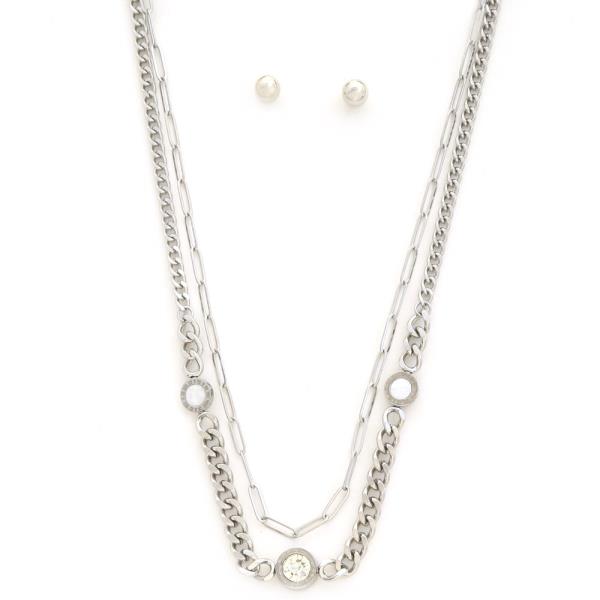 CURB OVAL LINK LAYERED NECKLACE