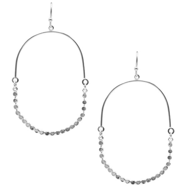 METAL OVAL DANGLE EARRING