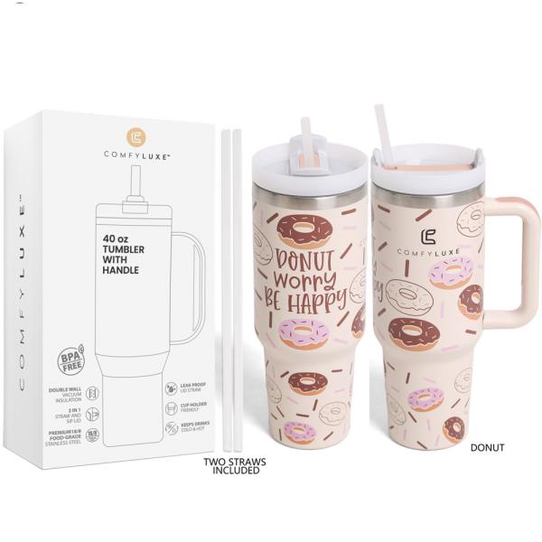 DONUTS 40 OZ TUMBLER WITH HANDLE
