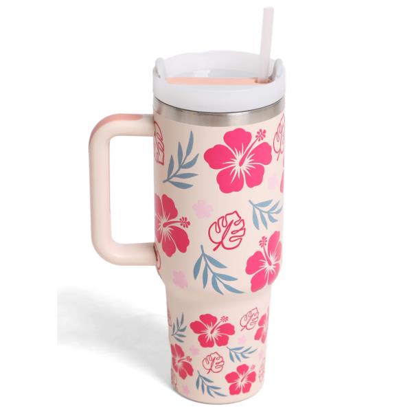 COMFYLUXE HIBISCUS FLOWER & LEAF TUMBLER