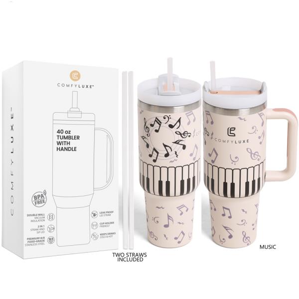 MUSIC NOTES KEYBOARD 40 OZ TUMBLER WITH HANDLE