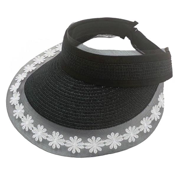 STRAW SUN VISOR WITH LACE