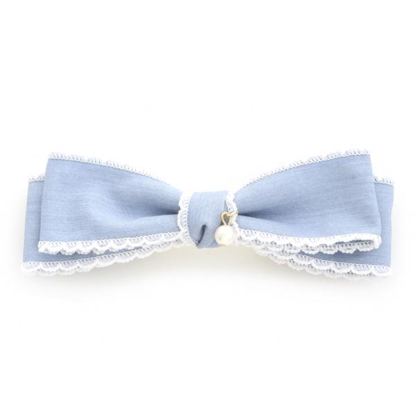 DENIM BOW HAIR PIN