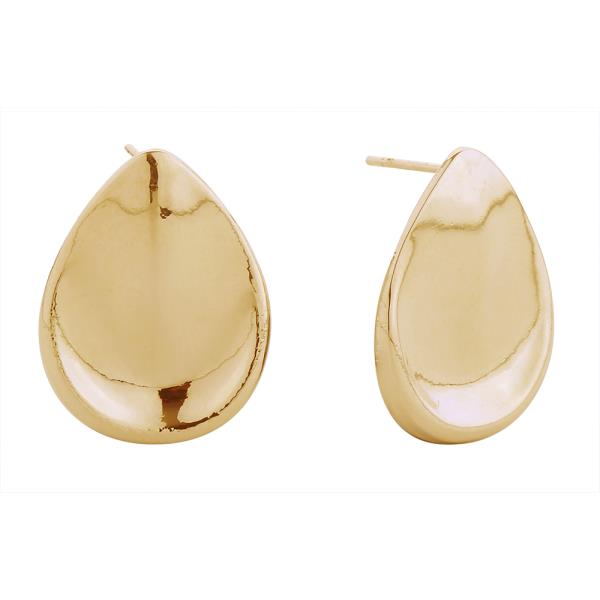 14K GOLD/WHITE GOLD DIPPED INDENTED DISK POST EARRINGS