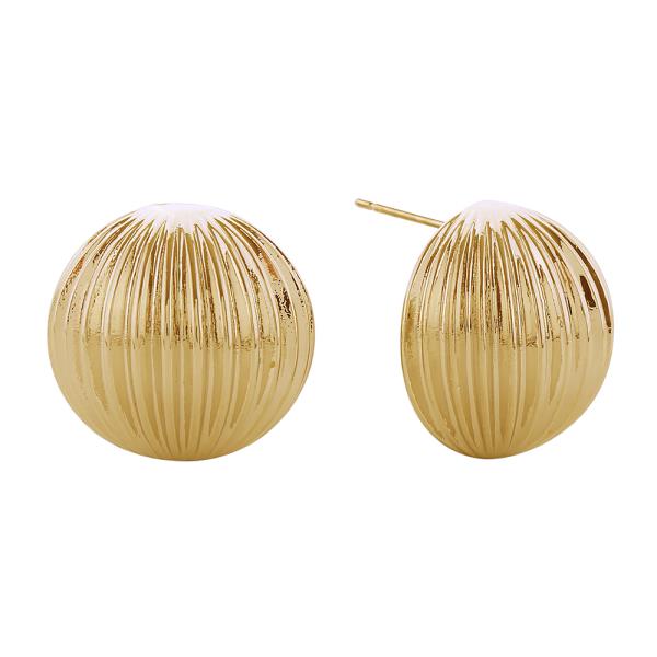 14K GOLD/WHITE GOLD DIPPED RIBBED ROUND POST EARRINGS