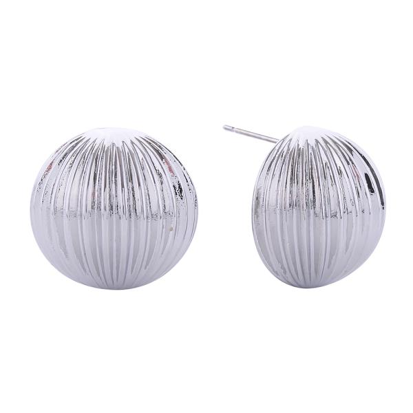 14K GOLD/WHITE GOLD DIPPED RIBBED ROUND POST EARRINGS