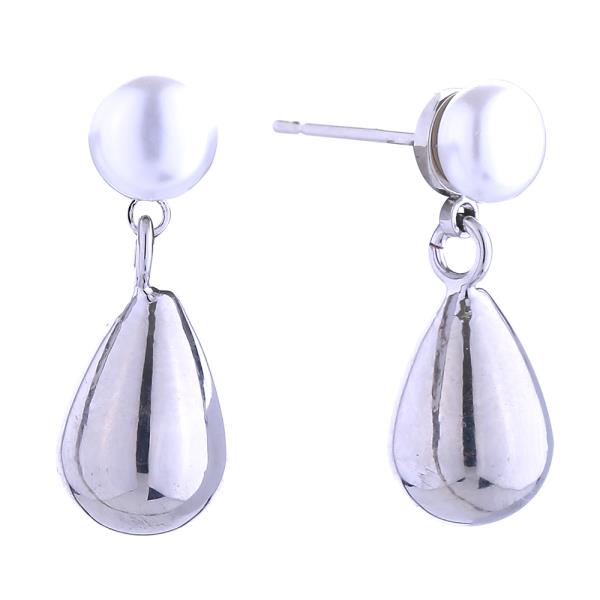 14K GOLD/WHITE GOLD DIPPED TEARDROP PEARL POST EARRINGS