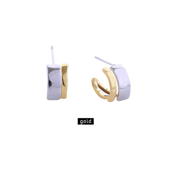 14K GOLD WHITE GOLD DIPPED MIX MATCH HOOP POST EARRINGS