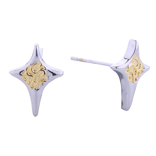 14K GOLD WHITE GOLD DIPPED TWINKLE POST EARRINGS