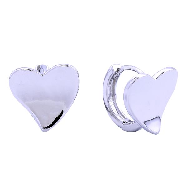 14K GOLD WHITE GOLD DIPPED CRUSHED HEART POST EARRINGS