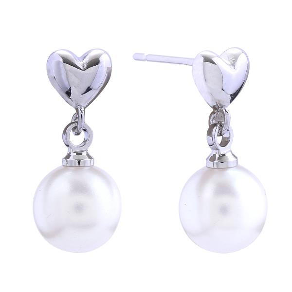 14K GOLD/WHITE GOLD DIPPED PEARLY HEART POST EARRINGS