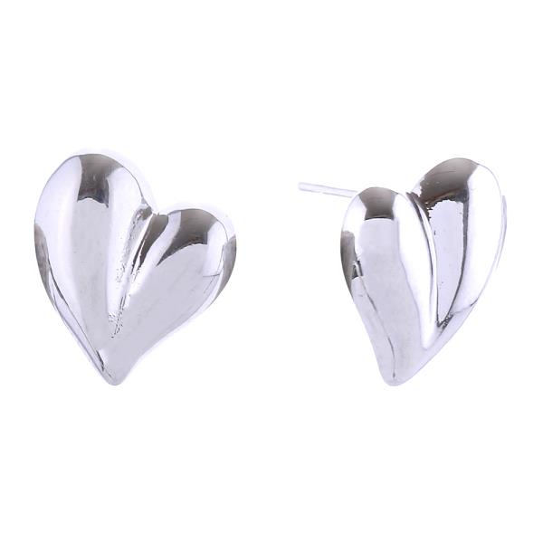 14K GOLD WHITE GOLD DIPPED ETERNAL HEART POST EARRINGS