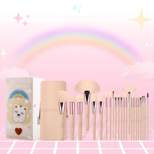 CUTE BEAR COLLECTION SO BRIGHT 24 PC MAKEUP BRUSH SET