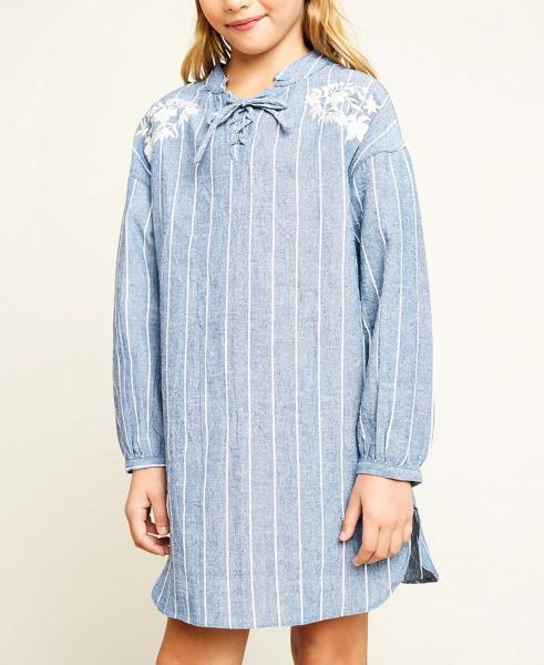 ($19.75 EA X 4 PCS) Girls Denim Stripe Tunic Dress
