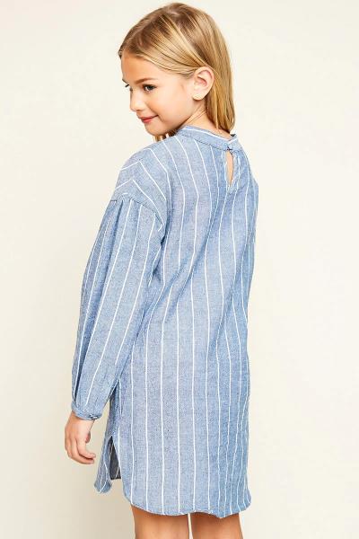 ($19.75 EA X 4 PCS) Girls Denim Stripe Tunic Dress