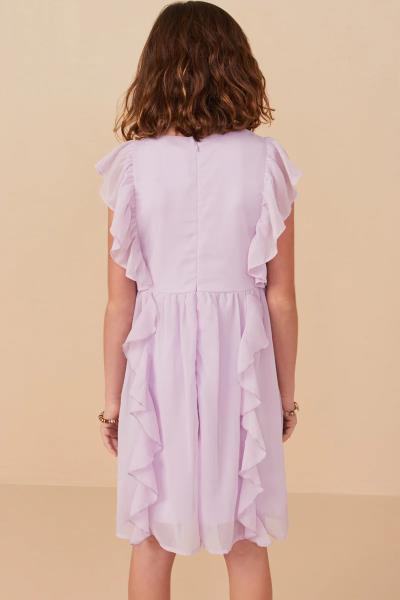 ($20.25 EA X 4 PCS) Girls Chiffon Waterfall Ruffled Dress