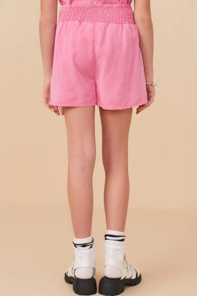 ($24.95 EA X 4 PCS) Girls Garment Dyed Smock Detail Shorts