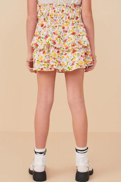 ($24.95 EA X 4 PCS) Girls Floral Textured Smocked Waist Layered Skirt