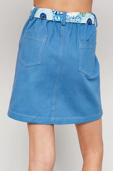 ($18.50 EA X 4 PCS) Girls Belted Contrast Stitch Denim Skirt